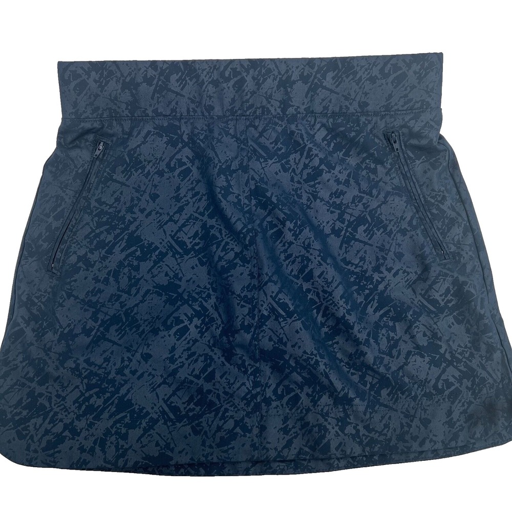 ORVIS Womens Sz S Dark Blue Metallic Embossed Print Skirt/Skort Golf Zip Pockets
